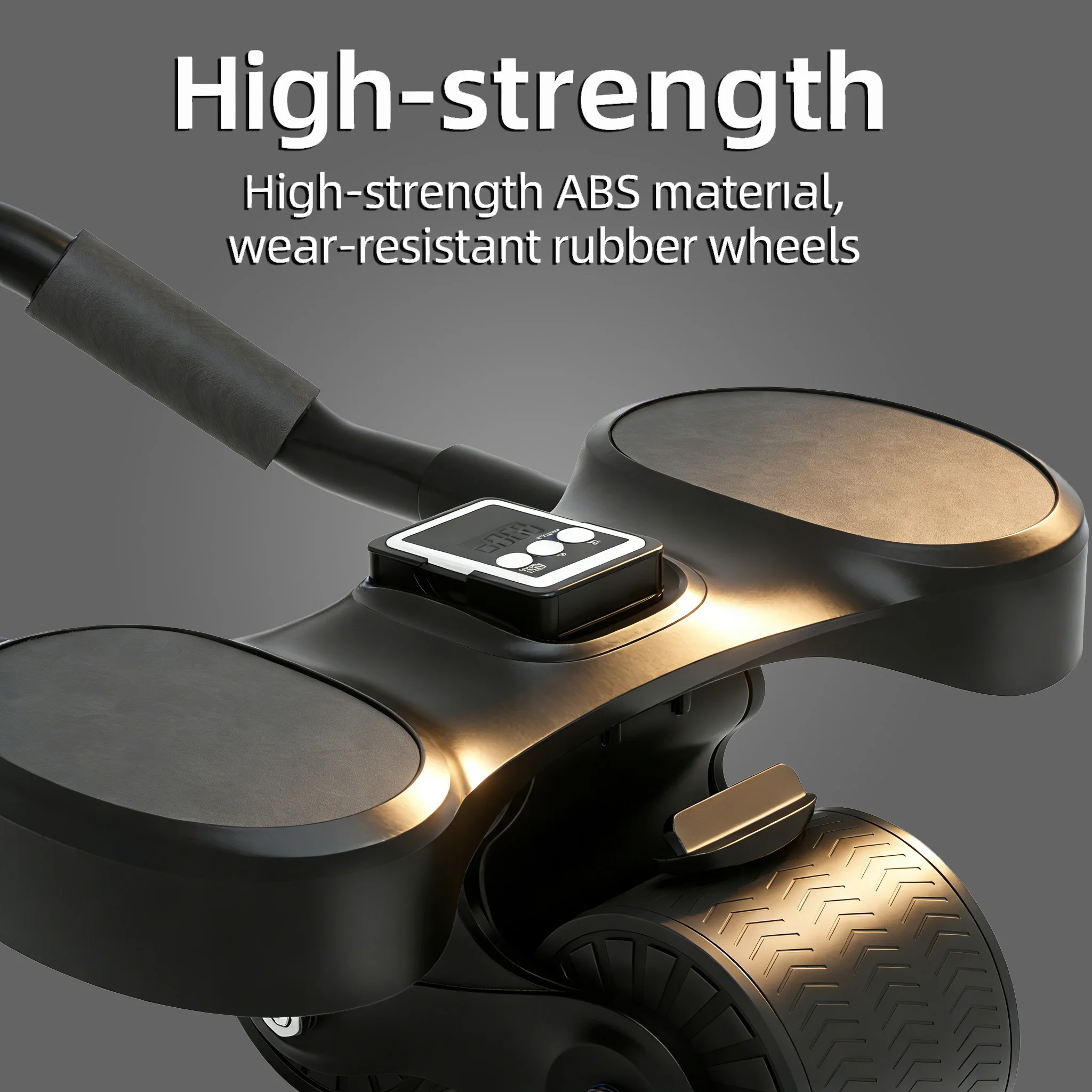 2-Wheels Ab Roller with LCD – Home Gym Equipment, Elbow Support, Non-Slip Handles, Tracks Time & Calories Burned. - Image 4
