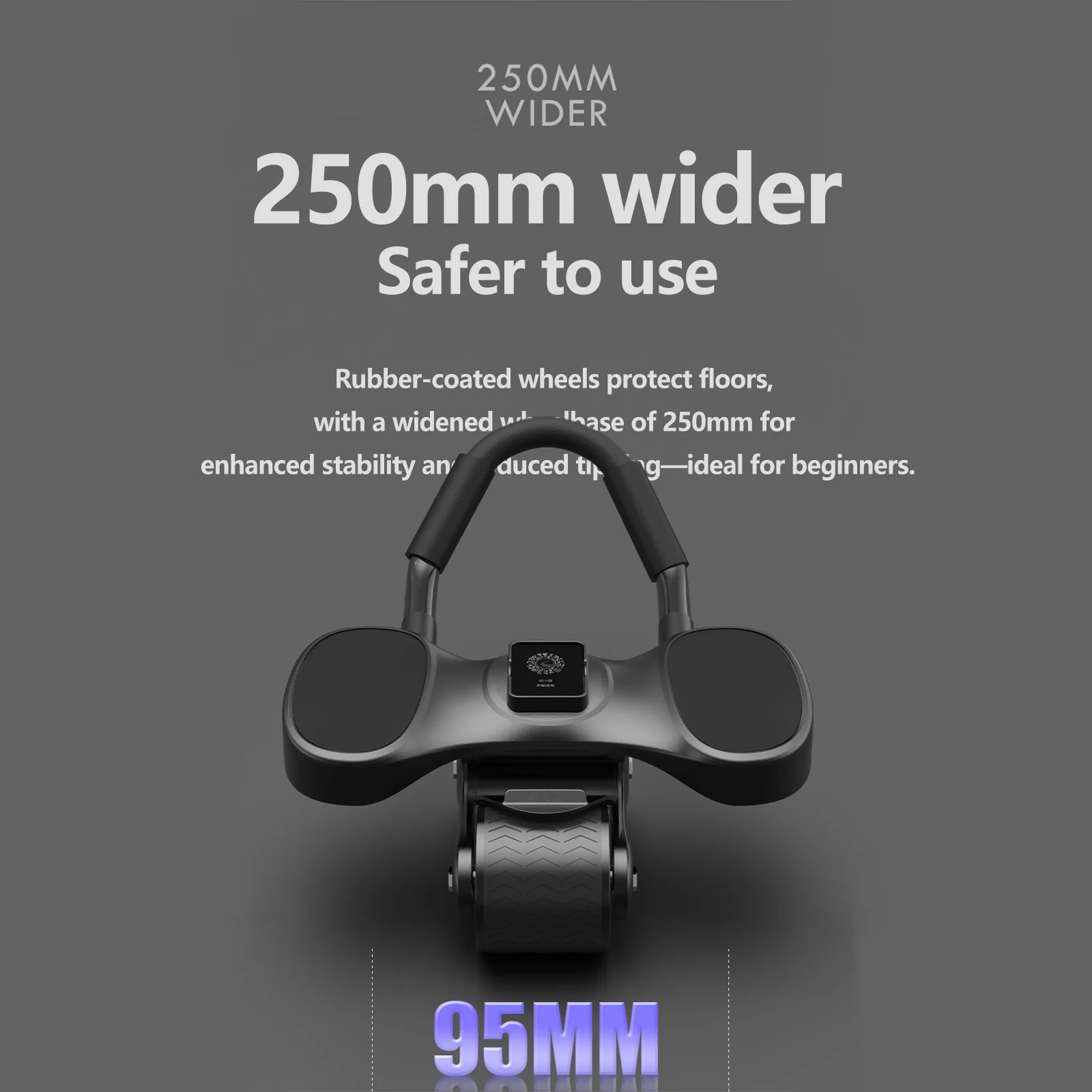 2-Wheels Ab Roller with LCD – Home Gym Equipment, Elbow Support, Non-Slip Handles, Tracks Time & Calories Burned. - Image 2