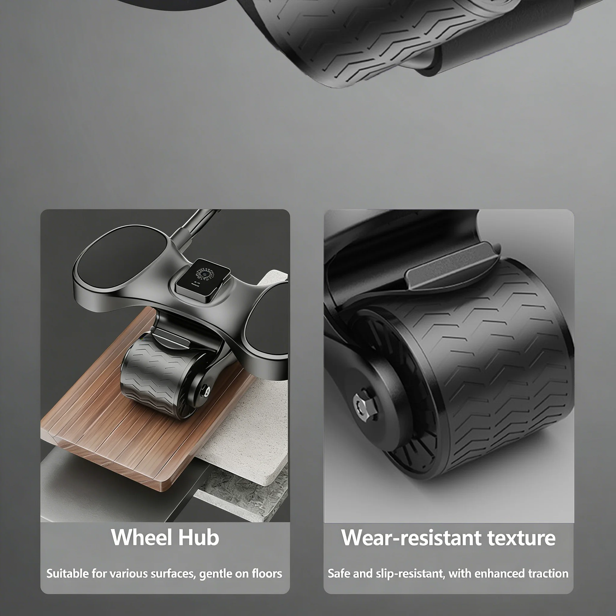 2-Wheels Ab Roller with LCD – Home Gym Equipment, Elbow Support, Non-Slip Handles, Tracks Time & Calories Burned. - Image 3