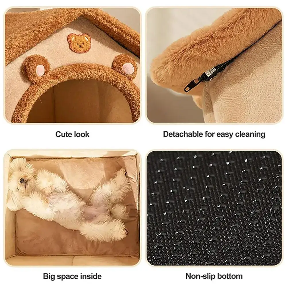 Pet House Bed Cat Cave Dog Kennel Warm Sleeping Bag Cozy Tent Soft Puppy Cushion Mat Indoor Winter Supplies - Image 6