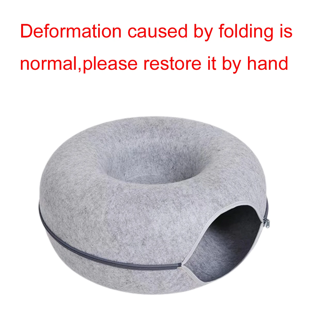 Felt Donut Bed for Cats House With Breather Hole Dog Bed Interactive Play Toys for Cats to Hide 2 in 1 Tunnel for Cats Bed - Image 5