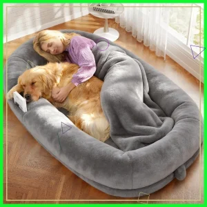 71x43 Inch Human Size Dog Bed, Orthopedic Waterproof Washable Cover, Soft Calming Lounger for Adults & Pets