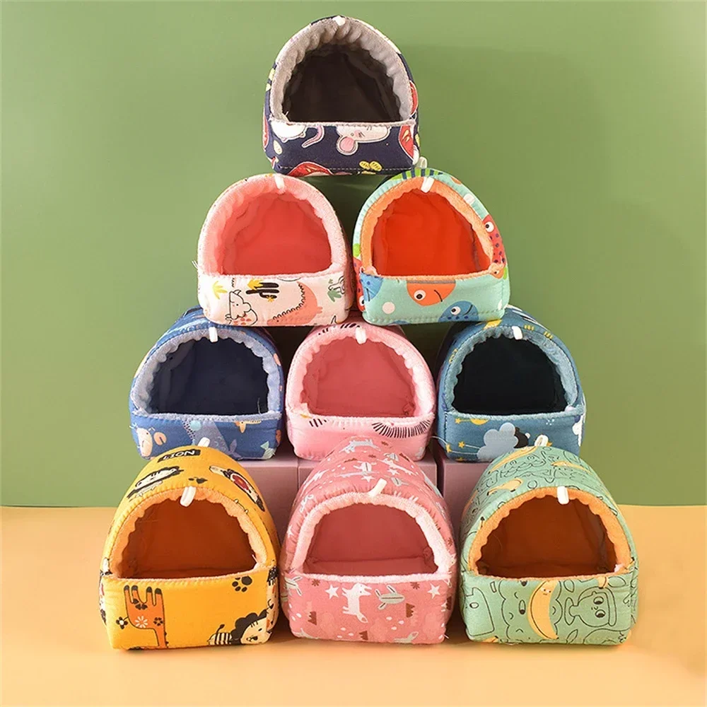 Cute Cartoon Rabbit Squirrel Mini Cage Guinea Pig Nest Small Animal Mice Rat Pet Sleeping Bed Hamster House Winter Warm Soft Mat - Image 3