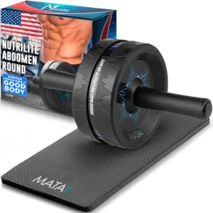 Ab Roller Wheel for Core Abdominal Strength Training Exercise Wheel with Knee Pad Compact Fitness Equipment in Black for Home G