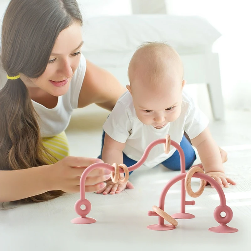 Baby Toy Silicone Educational Toys Infant Montessori Toy Teething Track Maze Wooden Roller Coaster Bead Baby Accessory Teether - Image 5