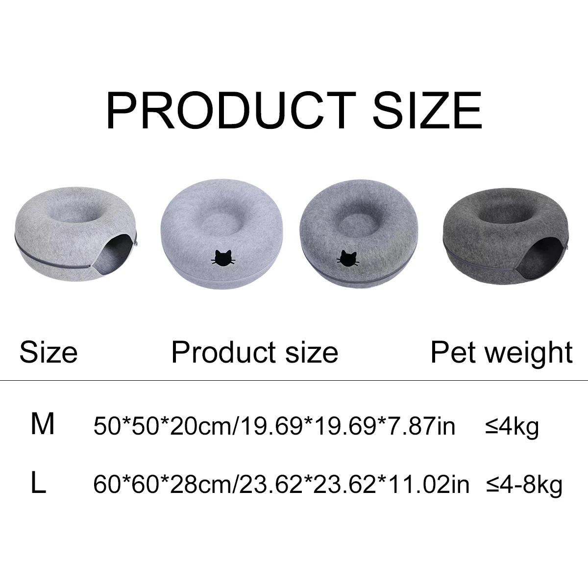 Felt Donut Bed for Cats House With Breather Hole Dog Bed Interactive Play Toys for Cats to Hide 2 in 1 Tunnel for Cats Bed - Image 6