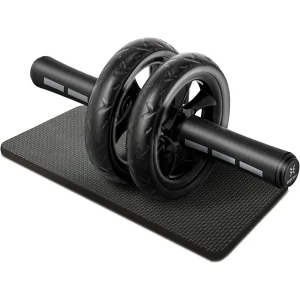 Ab Roller Wheel for Abdominal Core Strength Training Home Gym Fitness Equipment Exercise Wheel for Men Women in Black with High