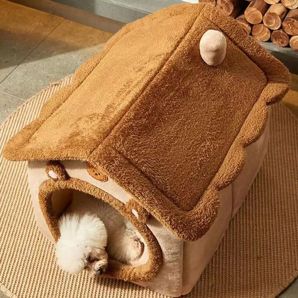 Pet House Bed Cat Cave Dog Kennel Warm Sleeping Bag Cozy Tent Soft Puppy Cushion Mat Indoor Winter Supplies - Image 2
