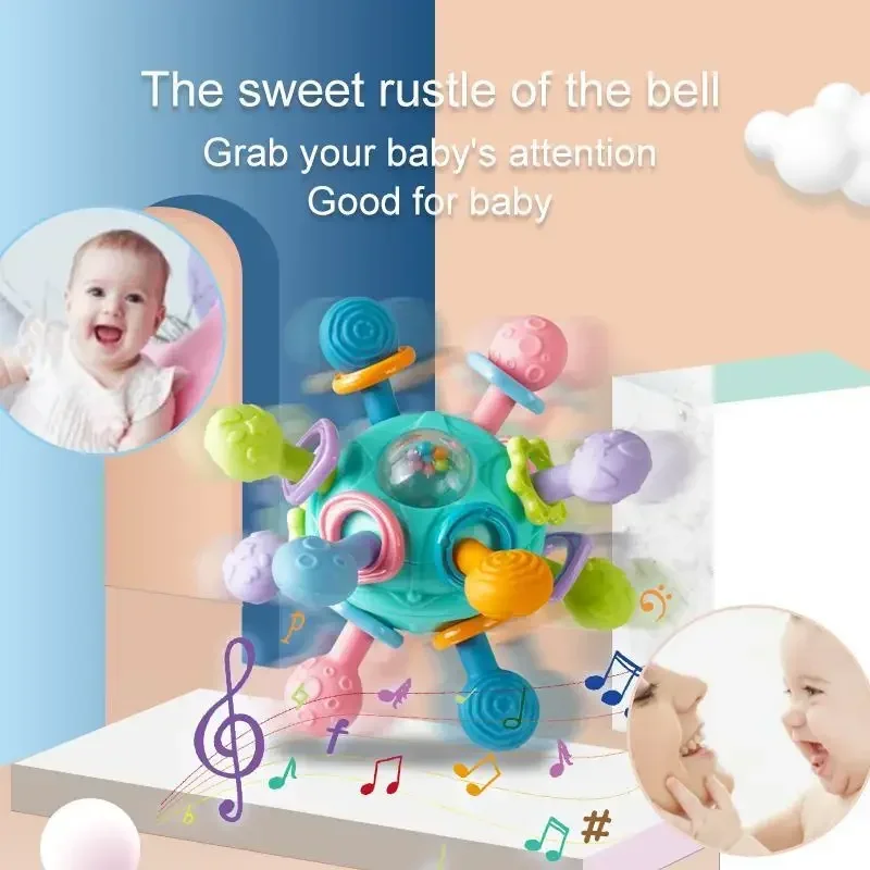 Baby Toys 0 12 Months Rotating Rattle Ball Grasping Activity Baby Development Toy Silicone Teether Baby Sensory Toys for Babies - Image 2