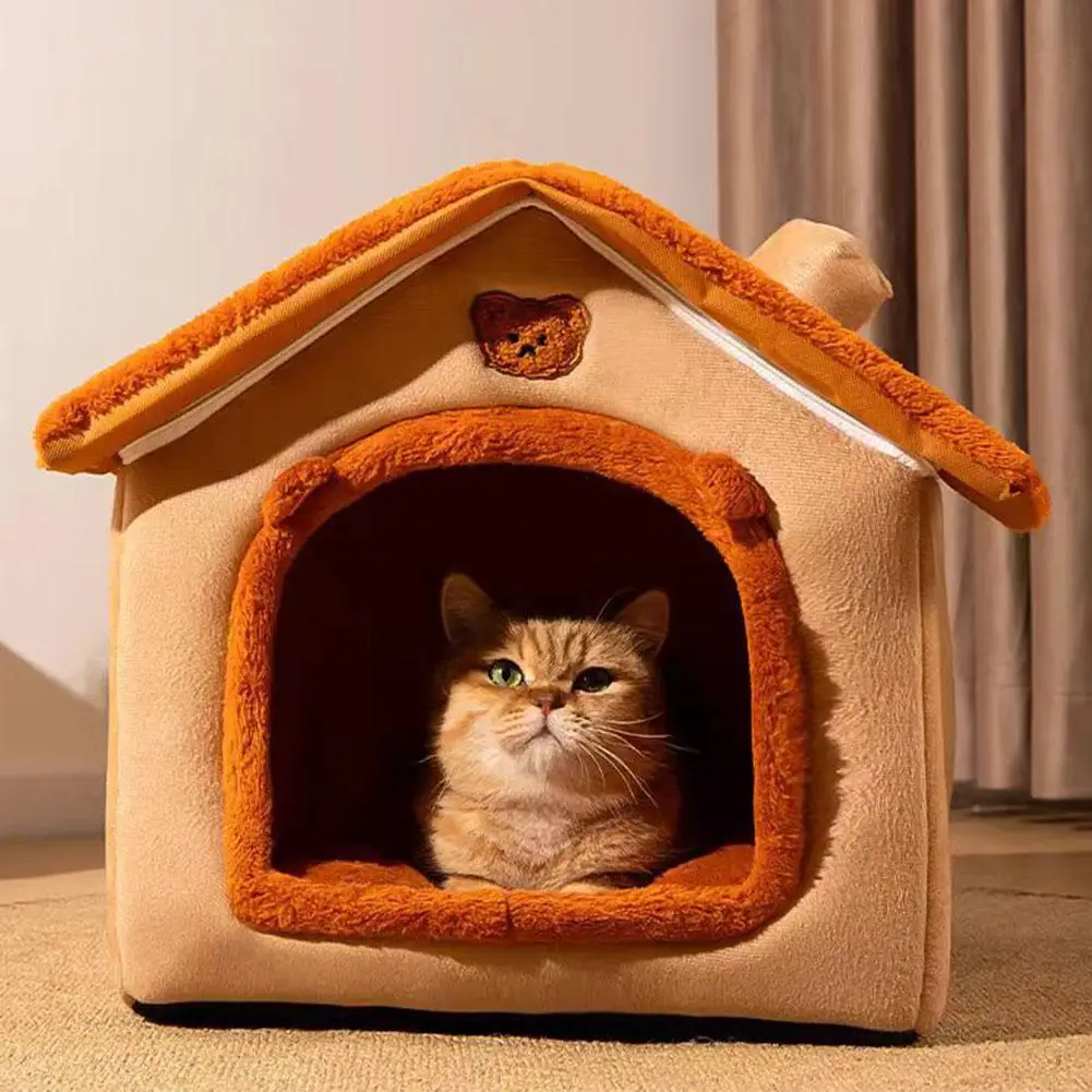 Pet House Bed Cat Cave Dog Kennel Warm Sleeping Bag Cozy Tent Soft Puppy Cushion Mat Indoor Winter Supplies - Image 4
