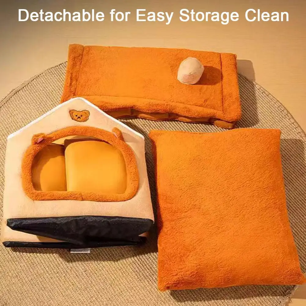 Pet House Bed Cat Cave Dog Kennel Warm Sleeping Bag Cozy Tent Soft Puppy Cushion Mat Indoor Winter Supplies - Image 3