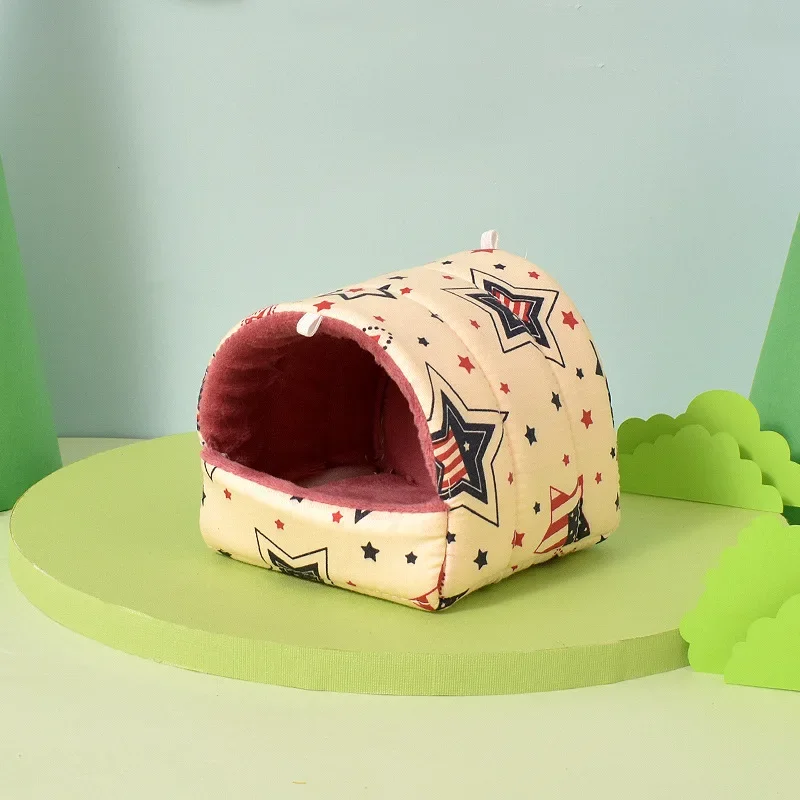 Cute Cartoon Rabbit Squirrel Mini Cage Guinea Pig Nest Small Animal Mice Rat Pet Sleeping Bed Hamster House Winter Warm Soft Mat - Image 6