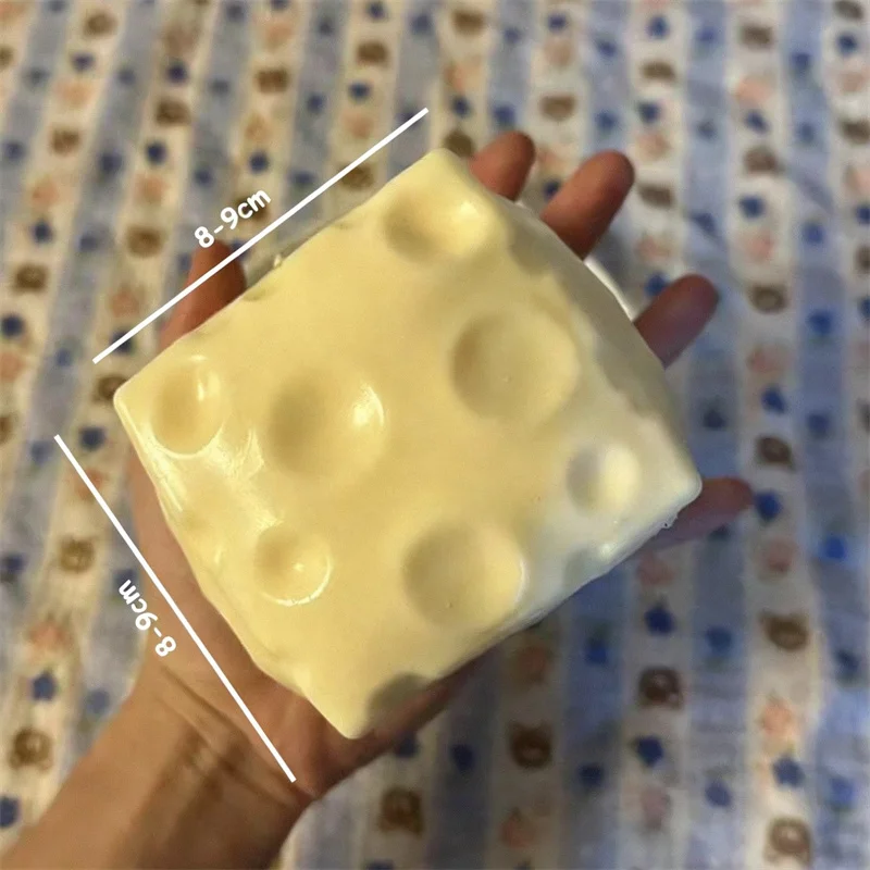 *-*Jumbo Cheese Cube Stress Ball Big Cheese Shapeable Squeeze Ball Non-Bounce Fidget Toy ASMR Sensory Anti-Stress Festival Gift - Image 2