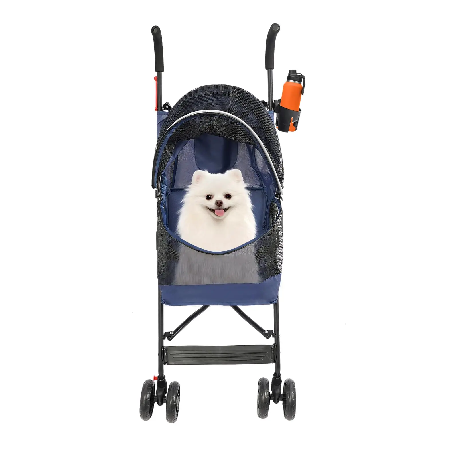 4 Wheels Pet Stroller with Waterproof Cover | Easy-Fold Travel Carrier | Pet Strolling Cart for Small/Medium Dogs and Cats | With - Image 6