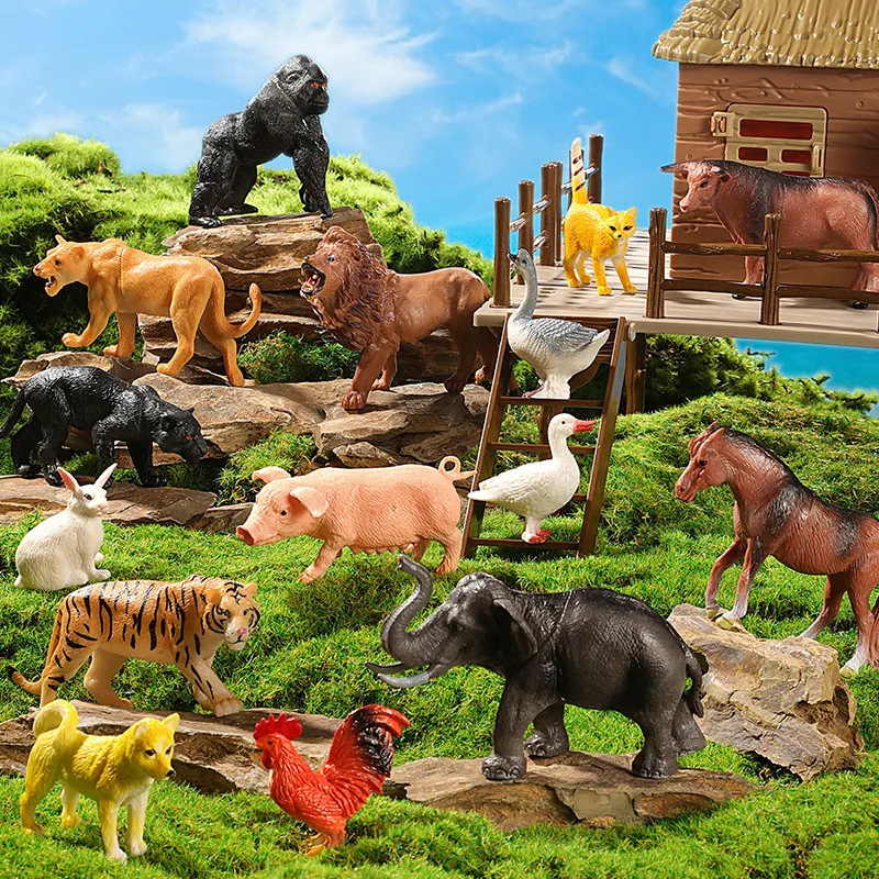 Realistic Animal Figure Toy Early Education Set - Baby Plant Recognition Kit Lion Tiger Elephant Panda Giraffe Animal Figure Toy - Image 2