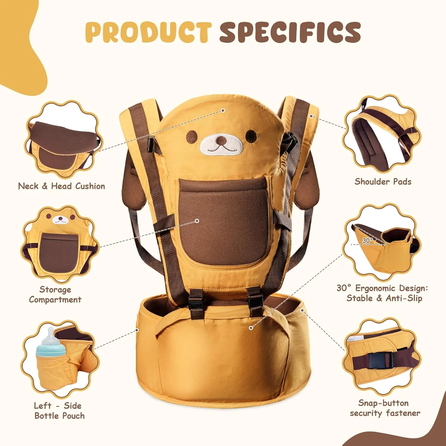 Baby Carrier Waist Stool Walkers Baby Sling Hold Waist Belt Backpack Hipseat Belt Kids Adjustable Infant Hip Seat - Image 5