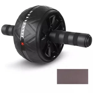 Ab Roller Wheel and Knee Mat for Abdominal Core Strength Training Home Gym Fitness Exercise Wheel in Black Reinforced Design fo