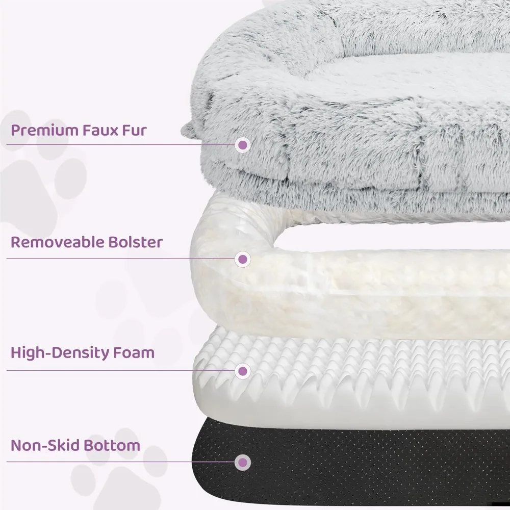 75x43 Inch Orthopedic Human Dog Bed, Waterproof Washable Cover, Soft Calming Lounger for People & Pets - Image 4