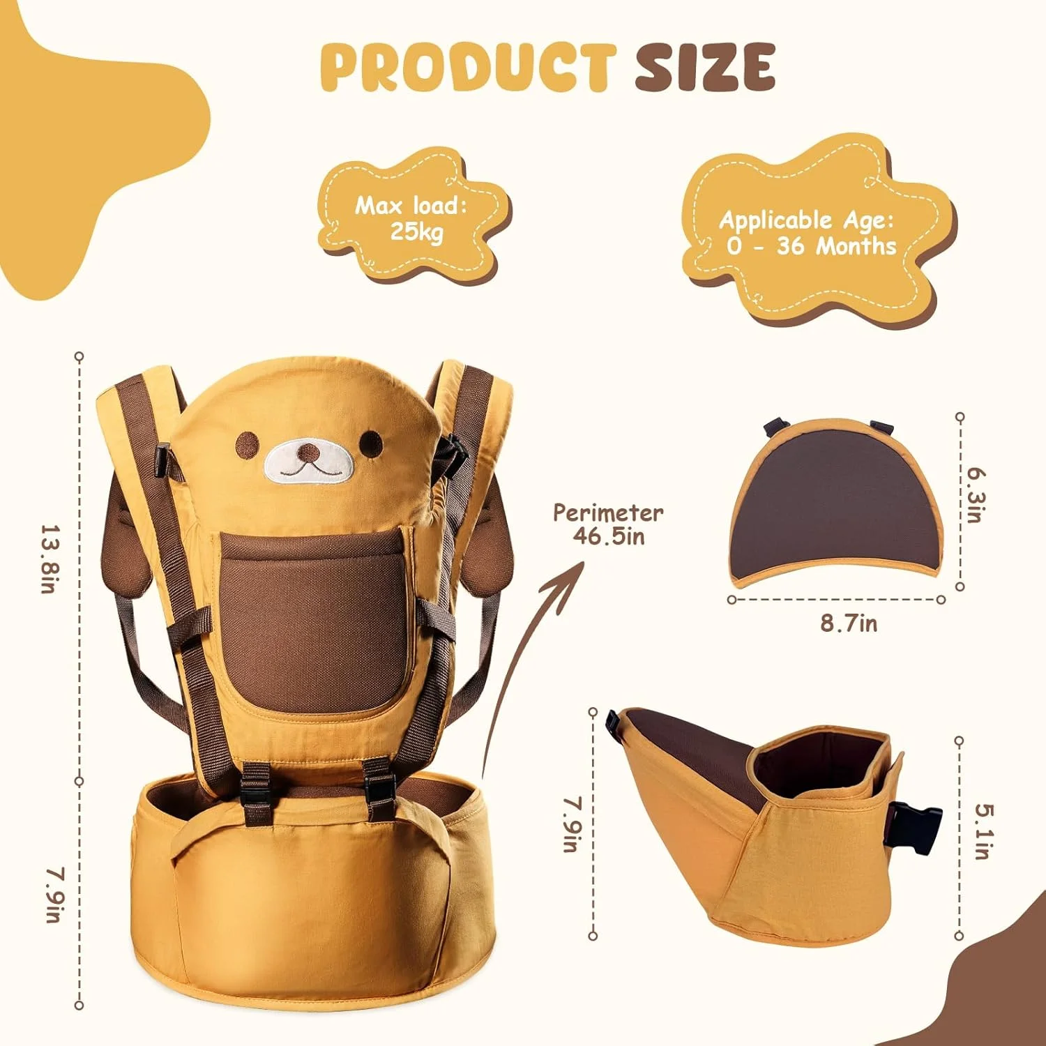 Baby Carrier Waist Stool Walkers Baby Sling Hold Waist Belt Backpack Hipseat Belt Kids Adjustable Infant Hip Seat - Image 2