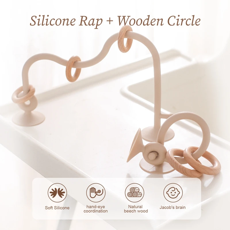 Baby Toy Silicone Educational Toys Infant Montessori Toy Teething Track Maze Wooden Roller Coaster Bead Baby Accessory Teether - Image 2